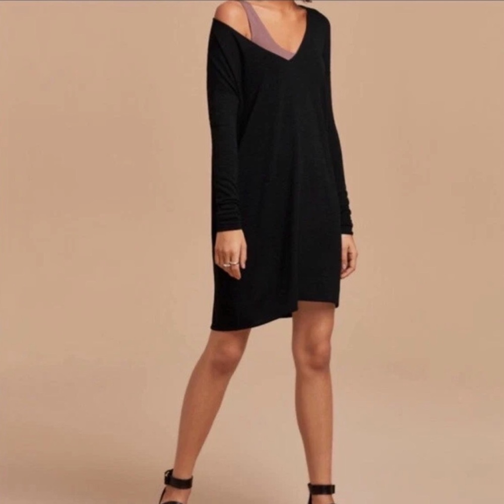 Wilfred Free Heather Gray V-Neck Long Sleeve Dress with Pockets - Picture 5 of 5
